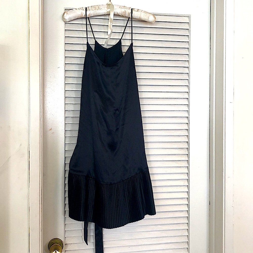 Black 100% Silk Back Bow Slip Dress